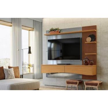 Imagem de Painel p/ TVs até 65" Europa Cinza Perolizado/Tauari Ripado - Lukaliam