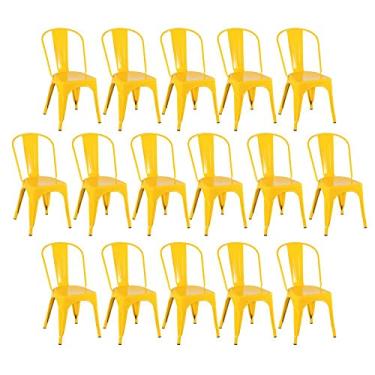 Imagem de Loft7, Kit 16x Cadeiras Iron Tolix Design Industrial em Aço Carbono, Sala de Jantar, Cozinha, Bar, Restaurante e Varanda Gourmet - Amarelo