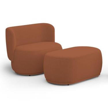 Imagem de Namoradeira com Puff Orgânico Molly 02 Lugares Bouclê Terracota - Desk