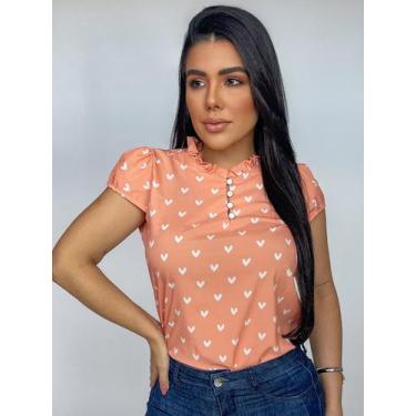 Imagem de Blusa Social Feminina em Crepe Estampada com Babados nas Mangas - Mari