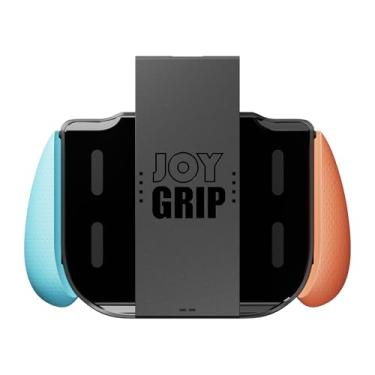 Imagem de SAVAGE RAVEN JoyGrip para Nintendo Switch 2 da Skull & Co. Compatível com Joy-Con 2: Suporte de controle remoto portátil recarregável com alças intercambiáveis - Azul neon e vermelho