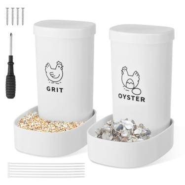 Imagem de 2 peças alimentador de galinha e casca de ostra alimentador de galinha de plástico com parafuso e fecho de correr, acessórios para galinheiros para cerca de parede