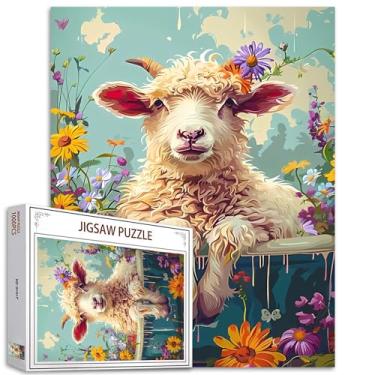 Imagem de Tucocoo Quebra-Cabeça De Ovelhas Fazenda Com 1000 Peças Para Adultos, Fazenda, Flores Fofas, Jogos Atividades Familiares Desafiadores, Decoração Parede Casa Faça Você Mesmo, Presentes - 20 X 27"