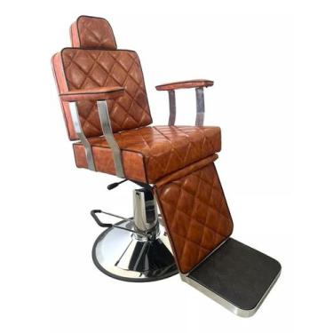 Imagem de Poltrona Cadeira Reclinável Hidráulica Para salão Estofado Caramelo - 
