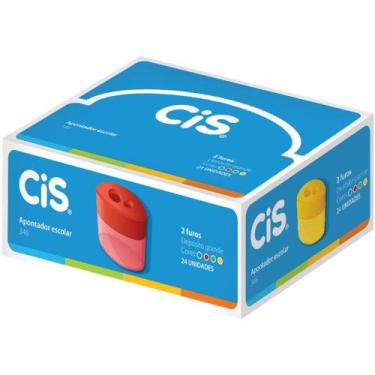 Imagem de Apontador com Depósito 2 Furos CIS-346 Plástico Cores Sortidos CX com 