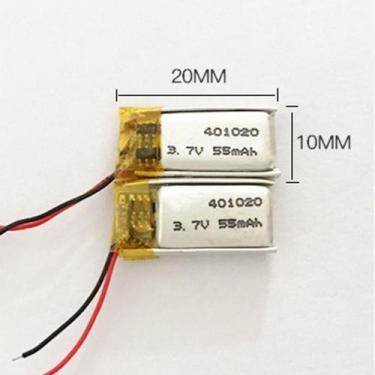 Imagem de Bateria 401020 com 55mah 4mmx10mmx20mm 2 fios 3,7v - lite