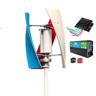 Imagem de 12v,Turbina eólica três lâminas coloridas 3000W 12V 24V 48V 220V com controlador e conversor de inversor de potência Baixa velocidade de vento de partida 3 pás gerador adequado para exterior