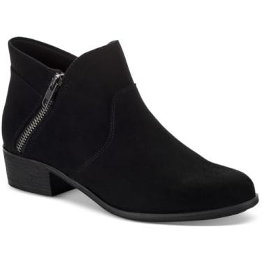 Imagem de Sun + Stone Bota feminina Adelinee acolchoada com bico amêndoa no tornozelo, Micro preto, 40