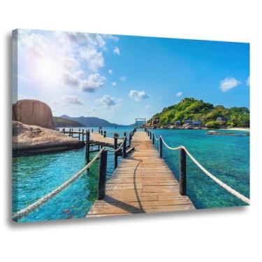 Imagem de Quadro Decorativo Paisagem Praia Decoração Resort Pousada Tela Grande 