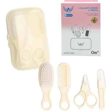 Imagem de Pente Escova e Tesourinha Kit Cuidados Higiene para Bebês com Estojo