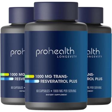 Imagem de Suplemento ProHealth Trans-Resveratrol 1.000 mg 60 cápsulas x3