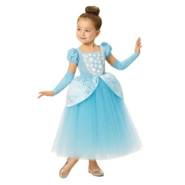 Imagem de CQDY Vestido Cinderela para meninas, fantasia de princesa, festa de Halloween, vestido azul