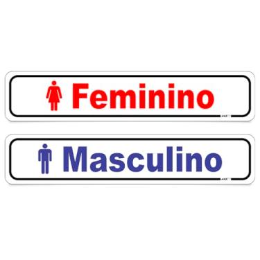 Imagem de Kit Placa de Banheiro Masculino e Feminino Sinalização Sanitarios Homem Mulher