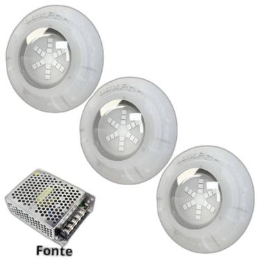 Imagem de Kit Iluminação Azul Piscina 24M 3 Leds Com Fonte Luxpool