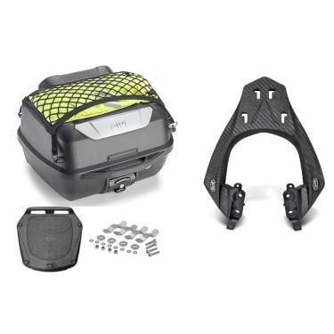 Imagem de Kit Baú 43L Monolock Adventure Com Base Givi E43nbr + Bagageiro Moto Fz15 2023 2024 Scam