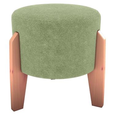 Imagem de Puff Decorativo Para Sala Luxo 44x44 Cm Boucle F494 Milani Store Oliva