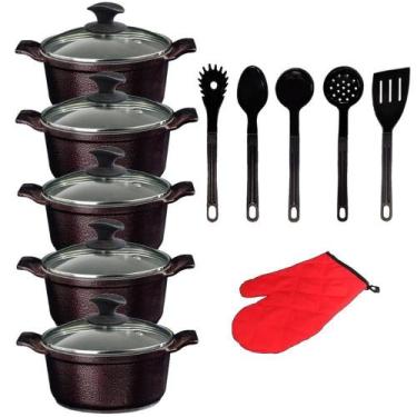 Imagem de Jogo Panelas Cereja Cerâmica Talher Preto Javali Aal 16 A 24