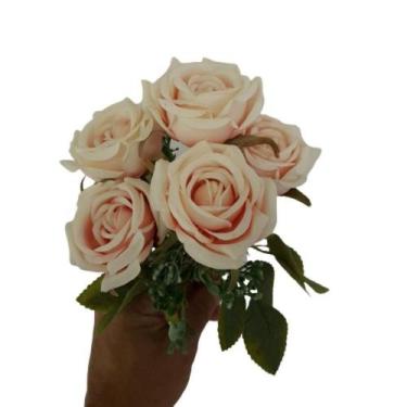 Imagem de Flor Artificial Buquê Com 5 Rosas 30cm - Carmella Presentes