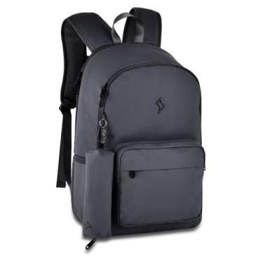 Imagem de Mochila Escolar Masculina Com Estojo Hay Up  Clio, Cinza