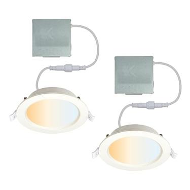 Imagem de CLEANLIFE Iluminação embutida Canless de 10 cm - Luz de teto LED regulável TRIAC - Luzes sem lata de temperatura de cor ajustável de 5 CCT - 8W, 750 lúmens, luz LED com eficiência energética