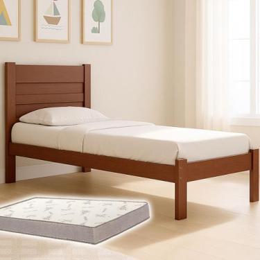 Imagem de Cama Solteiro Madeira Maciça Moderna E Resistente Com Colchão D33 Conf