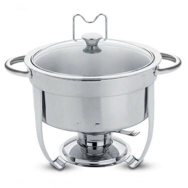 Imagem de Rechaud Tramontina Redondo Em Inox Banho Maria Com Suporte Para Tampa E Fogareiro 7 Litros