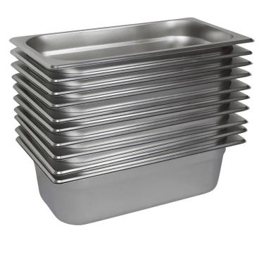 Imagem de 10 Cubas Gastronômica Buffet GN 1/9 100mm Aço Inox Sem Alça
