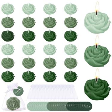 Imagem de Treela Conjunto de 24 velas de flores, lembrancinha de casamento para convidados, mini velas em forma de rosa verde sálvia para retorno, presente de casamento, aniversário, chá de panela, festa de