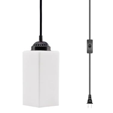 Imagem de L-Juicwe Luminária pendente pequena moderna lâmpada suspensa de vidro plugue ajustável de 10 cm para sala de jantar, quarto, corredor (opalescente)