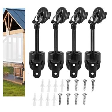 Imagem de Caeafvoye Kit de peças de reposição para para-sol: Amarração reforçada e tampas de extremidade com anéis | Resistente ao clima | Compatível com Coolaroo, persianas externas e persianas de rolo (preto