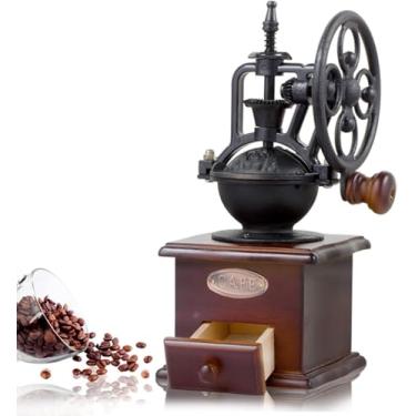 Imagem de Moedor De Café Manual, Moinho De Café De Manivela Estilo Vintage Núcleo De Moagem De Cerâmica Com Configurações De Moagem & Gaveta De Captura