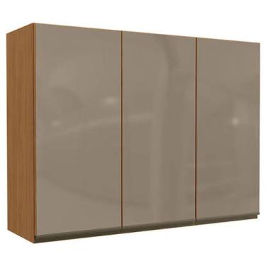 Imagem de Armário Aéreo 3 Portas com Vidro 120cm MDP Maxxi Kappesberg, Canela