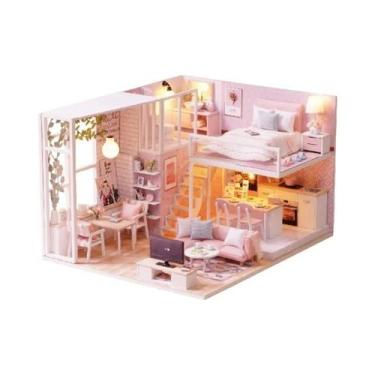 Imagem de Casa de Boneca em Miniatura de Madeira 3D - DIY com Luzes LED - Aparta