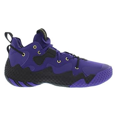 Imagem de adidas Tênis de basquete unissex Harden Vol. 6, Roxo/preto/dourado e roxo, 9.5 Women/8 Men