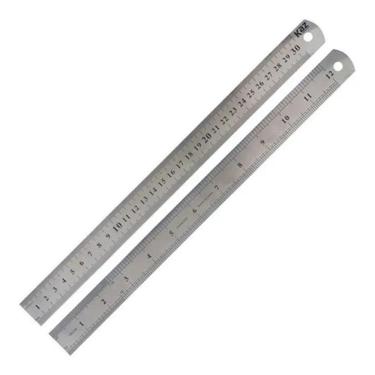 Imagem de Régua 30 Cm Aço Inox Profissional Escolar Casa Trabalho