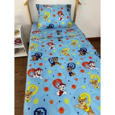 Imagem de Jogo de Cama Microfibra Solteiro Estampado Patrulha Canina Menino 1,40 m x 2,20