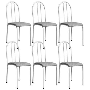Imagem de Kit 6 Cadeiras 544 Sala Jantar Cozinha Pés Aço Tubular Cinza Branco