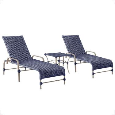 Imagem de 2 Espreguiçadeira Catar E 1 Mesa Garden Cor Fendi Azul