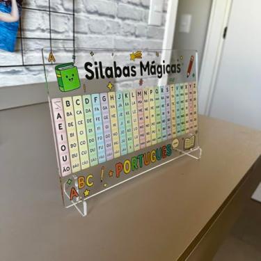 Imagem de Tabela Silábica em Acrílico – Brinquedo Educativo Infantil e Apoio Pedagógico para Crianças em Alfabetização, Material Escolar Didático