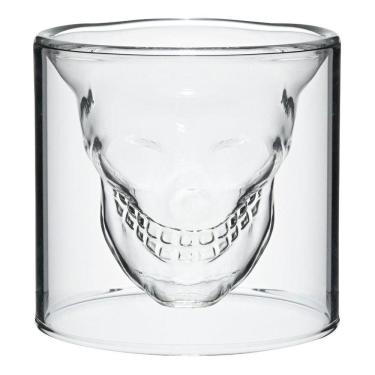 Imagem de Copo Borosilicato Parede Dupla Caveira Café Whisky 2 Un 75Ml