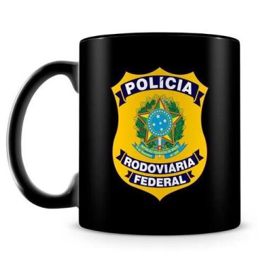 Imagem de Caneca de Porcelana Polícia Rodoviária Federal 100% Preta - 325ml - Am