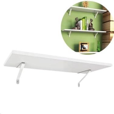 Imagem de Prateleira Madeira MDP Branco 90x20cm Suporte Visível livro Moveis cas
