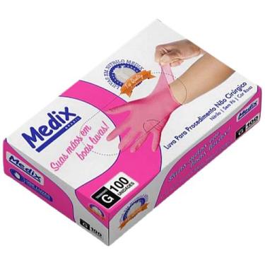 Imagem de Luva Nitrílica Medix Rosa Tamanho G - 100 unidades