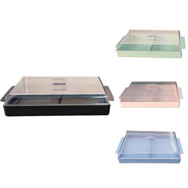 Imagem de Porta Frios Duplo com Divisórias Tampa Organizador Geladeira - Microma