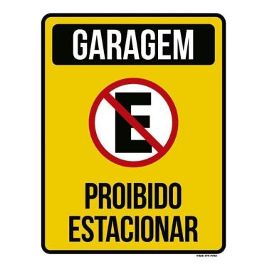 Imagem de Placa Sinalização Garagem Proibido Estacionar Amarela 36X46