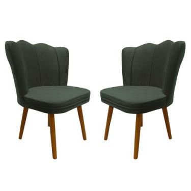 Imagem de Kit 2 Cadeiras Pétala Decorativa Tecido Veludo Pés Palito - Bela Móvei