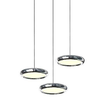 Imagem de Luminária pendente de teto com 3 luzes, luminária suspensa para mesa de jantar, lustre LED cromado de 36 W, lâmpadas suspensas modernas para restaurante, cozinha, ilha, café, bar