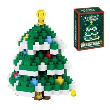 Imagem de Presentes de Natal para crianças, blocos de montar com design de árvore de Natal, enfeites temáticos de blocos de construção de Natal 2025, presentes de aniversário de Natal para meninos, meninas e