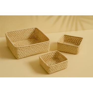 Imagem de Kit de cestas/bandejas artesanais em palha Cauí