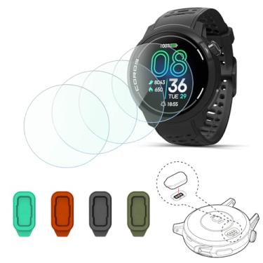 Imagem de FCMEDZI Película protetora de vidro temperado compatível com o protetor de tela Coros Pace Pro - filme HD de dureza 2,5D 9H + plugue de poeira de carregamento (pacote com 4 + 4, antiarranhões)